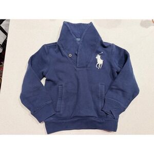 Polo Ralph Lauren Kids Navy Blue Shawl Collar Sweatshirt Logo Size‎ 5
